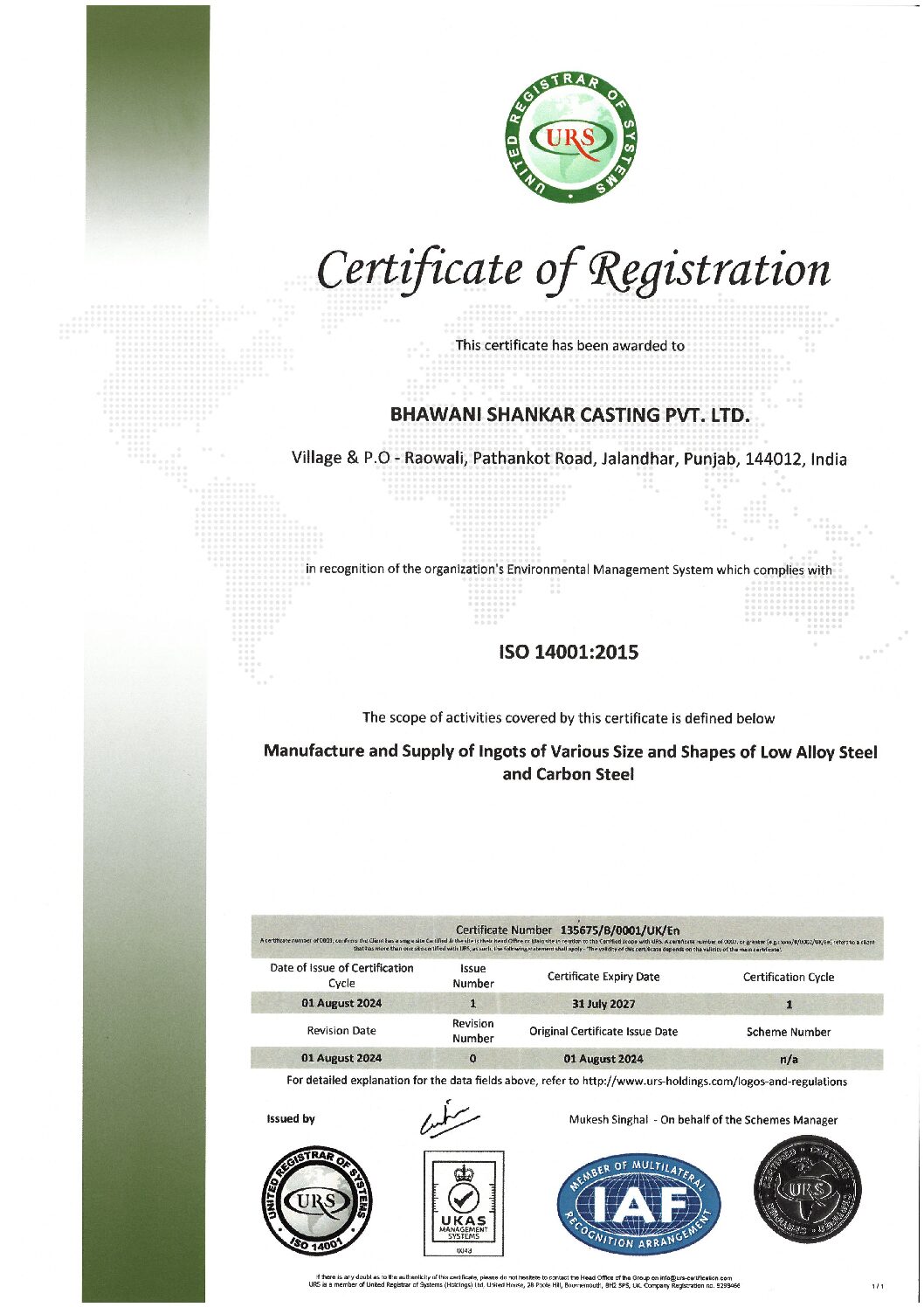 ISO 14001:2015 Certificate